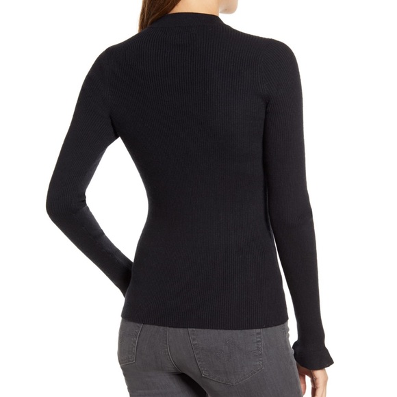 Rachel Parcell Brown Ribbed Mock Neck Shirt - Picture 3 of 6